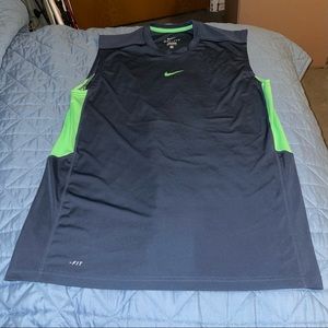 Nike Dri-Fit Men's Medium Blue Neon Green Performance Sleeveless Tank Top Size M